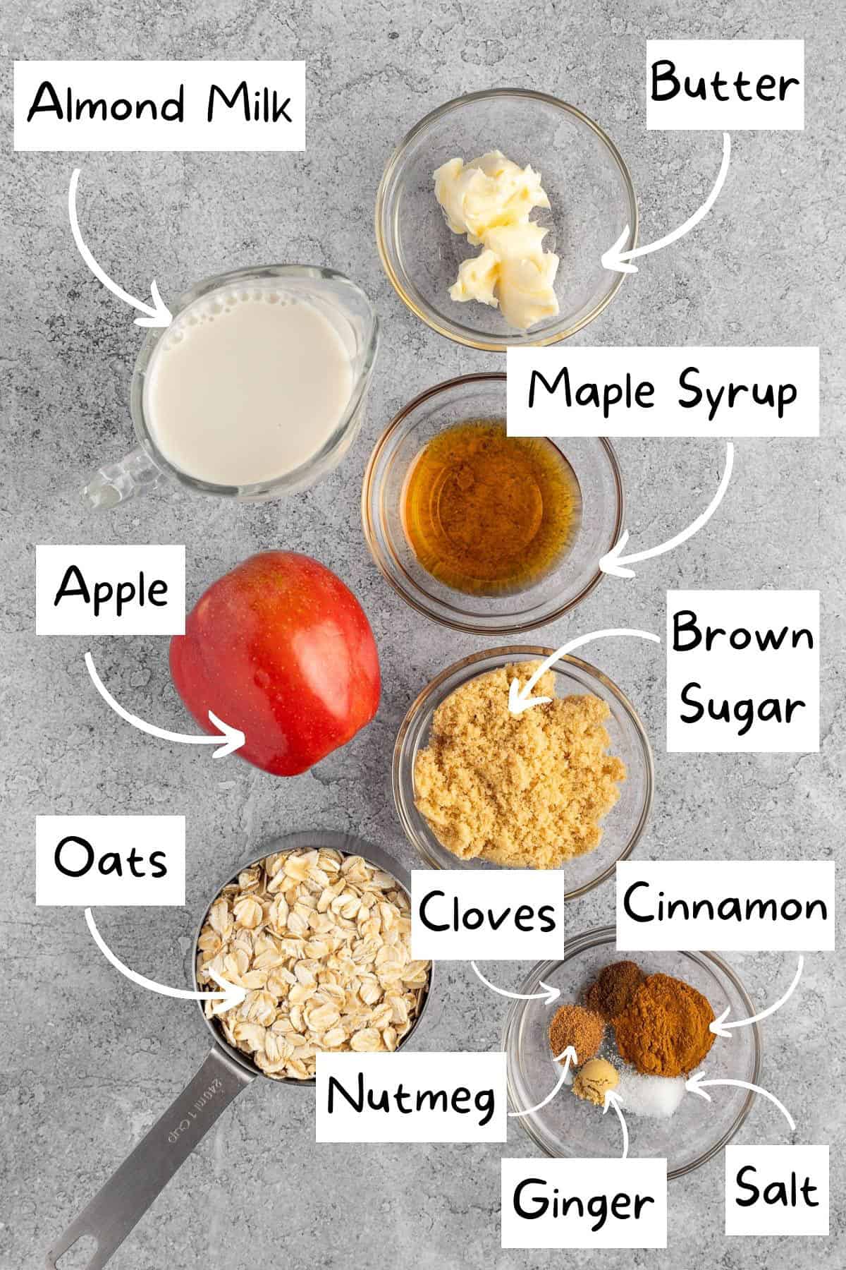 The ingredients needed to make the overnight oats.