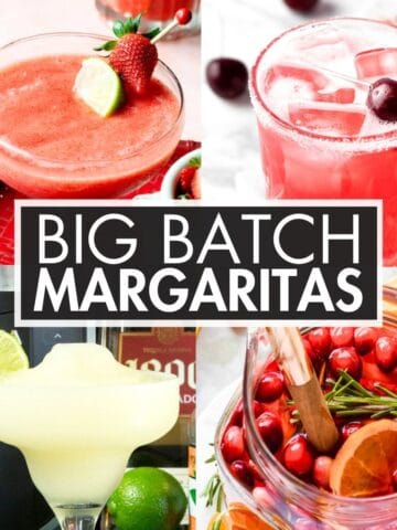 A collage of images with the text overlay: “Big Batch Margaritas”.