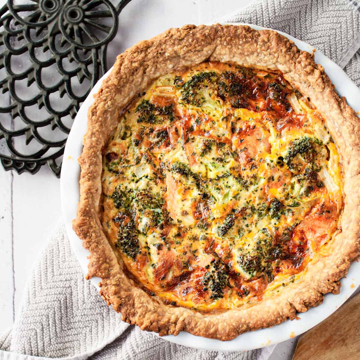 Broccoli and Smoked Salmon Quiche