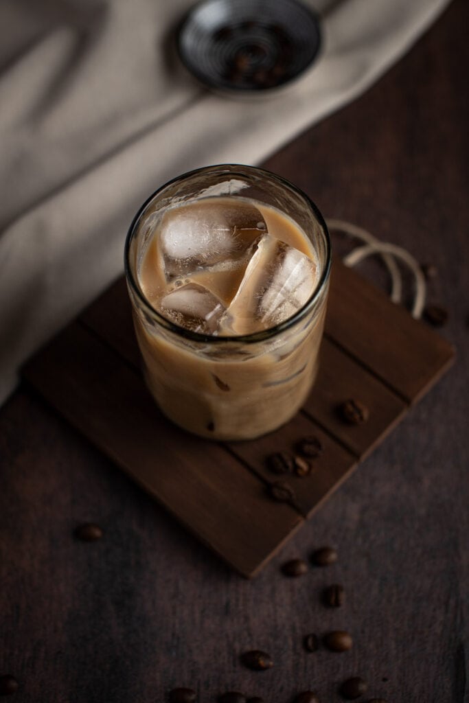 Brown cow drink the littlest crumb