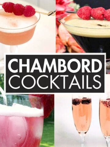 A collage of cocktails with the text overlay: “Chambord Cocktails”.