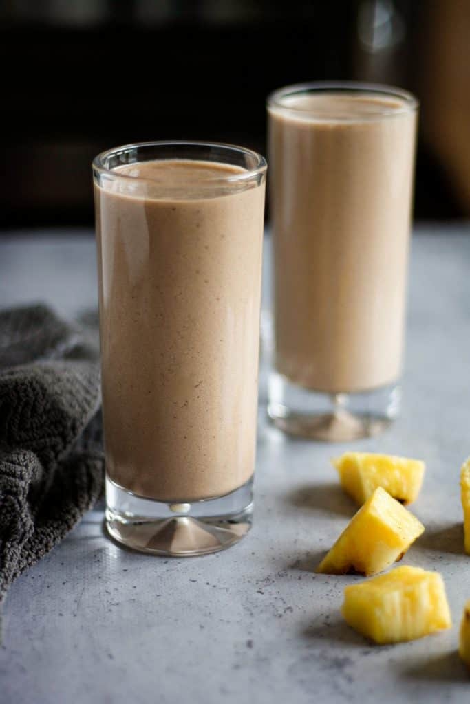 Sweet & Tangy Simple Chocolate Pineapple Smoothie - The Littlest Crumb