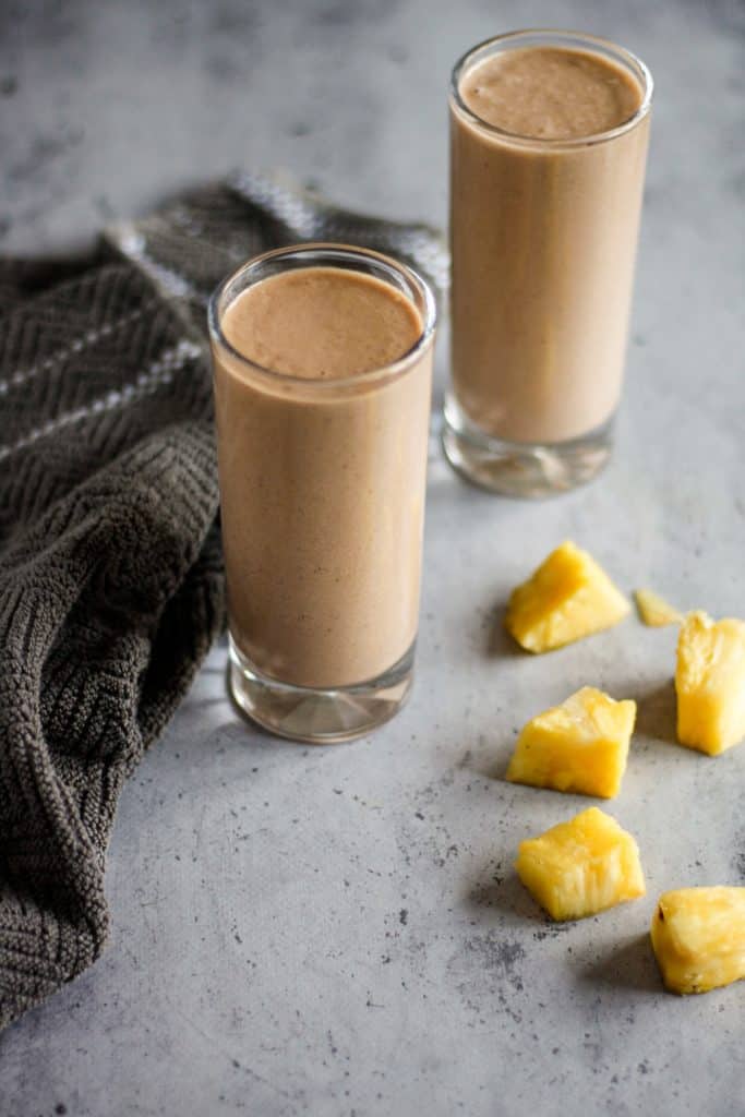 Sweet & Tangy Simple Chocolate Pineapple Smoothie - The Littlest Crumb