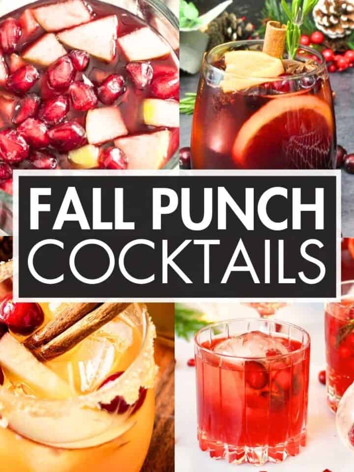 A collage of cocktail recipes with the text overlay: “Fall Punch Cocktails”.