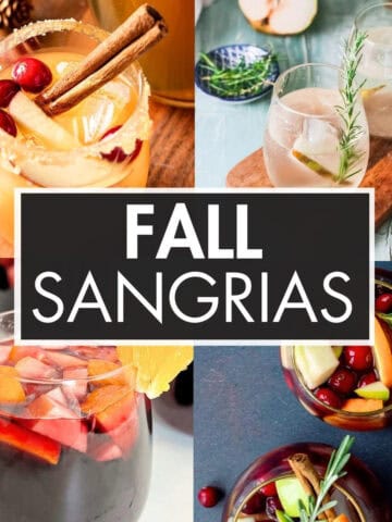 A collage of sangria recipes with the text overlay: “Fall Sangrias”.