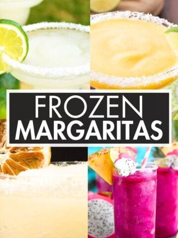 A collage of margaritas with the text overlay: “Frozen Margaritas”.