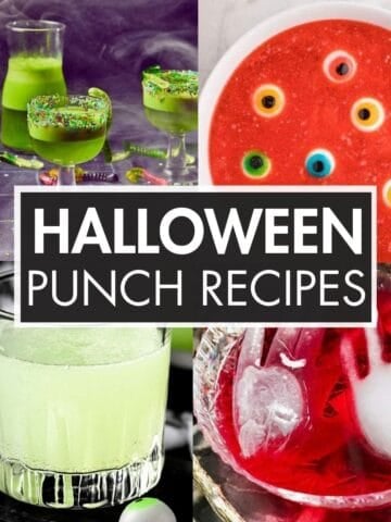 A collage of punch cocktails with the text overlay: “Halloween Punch Recipes”.