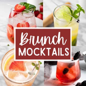 A collage of 4 non alcoholic brunch drinks with the text overlay: Brunch Mocktails.
