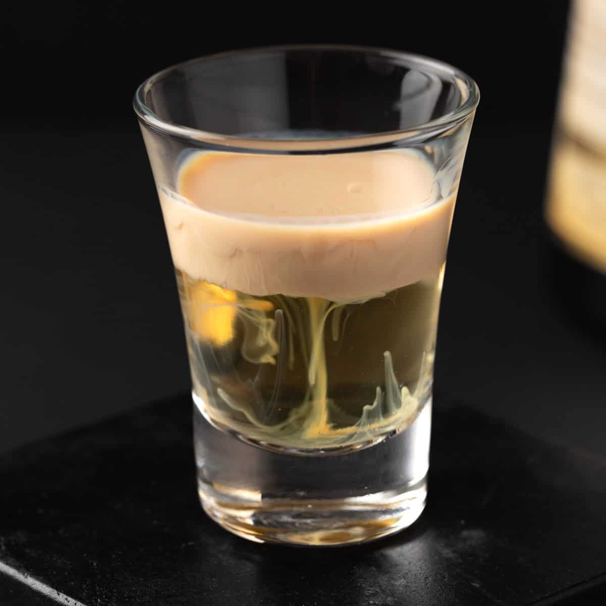 A layered nutty irishman shot with frangelico and baileys.