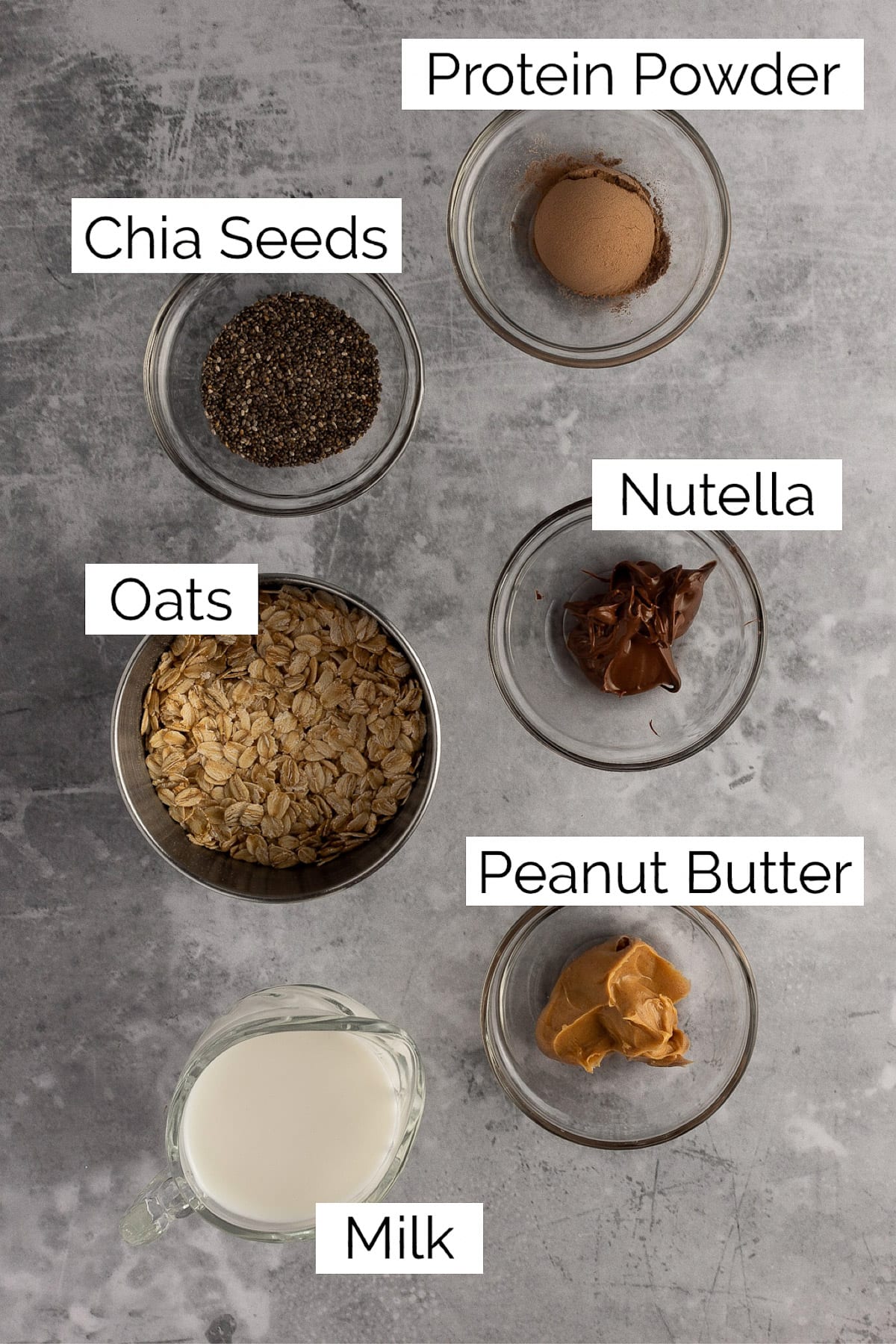 Overhead view of the ingredients needed to make the oats.